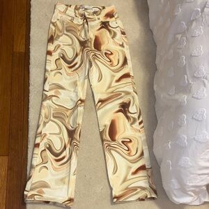 Zara Women's Straight Leg Jeans - Tan and Cream Marble